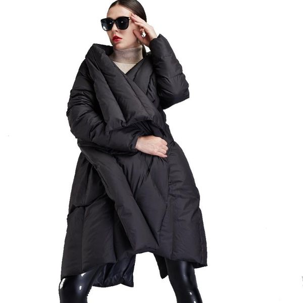 

women's down & parkas winter arrival jackets irregular cloak style jacket women girls large lapel thick loose coat ef12008, Black