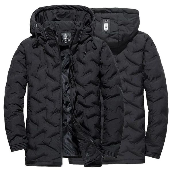 

winter jackets men plus size thick warm hooded parkas winter jackets coats for men oversized male jacket windbreakers, Black