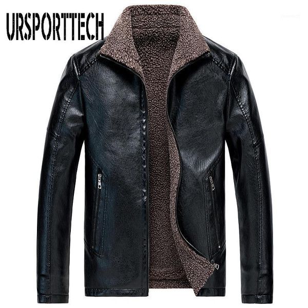 

2019 autumn winter fur leather jacket mens plus size 8xl pu leather jackets men faux fur thick warm long pu jacket coats 6xl 7xl1, Black