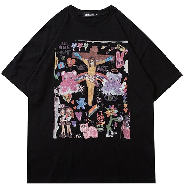 

2021 new female gothic printed kawaii y2k aesthetic kpop streetwear 100% cotton harajuku women's vintage t-shirts jevy, White