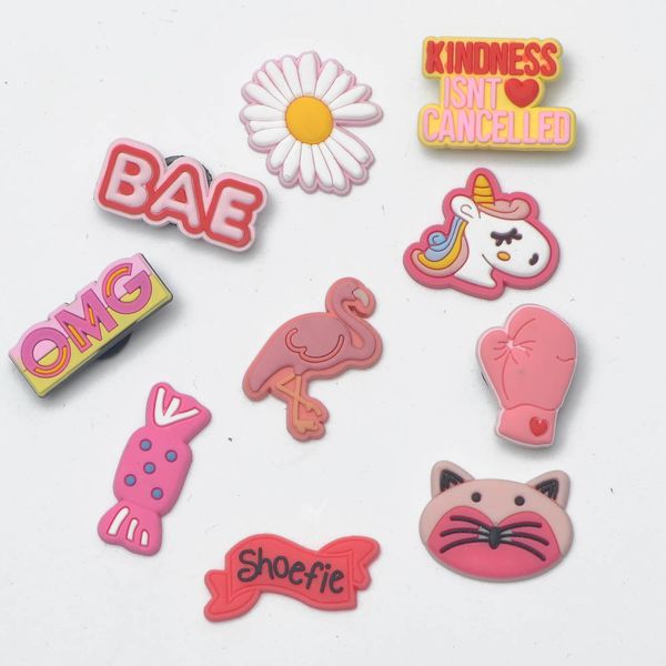 

factory direct wholesale design lovely custom cartoon shoe charm for girls' slippers, White;pink