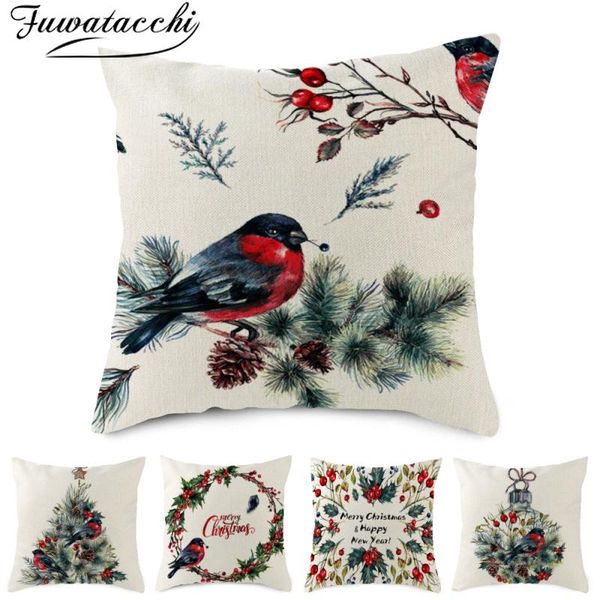 

cushion/decorative pillow fuwatacchi christmas bird cushion cover decorative covers for home chair polyester throw cases 45*45cm double