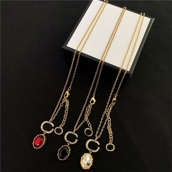 

retro diamond necklace shiny diamond necklaces letters designer necklaces women brand pendants necklace jewelry birthday gift, Silver