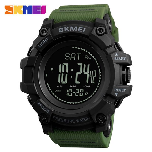 

new men sports watches skmei brand pressure compass watch alarm chrono digital wristwatches 30m waterproof relogio masculino 201124, Slivery;brown