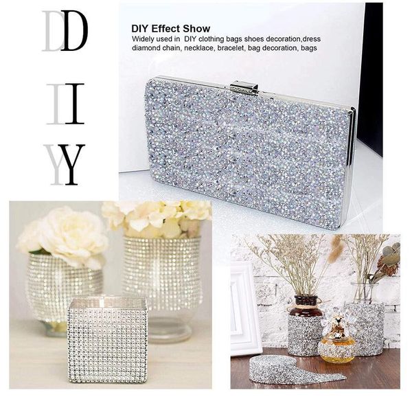 

80cm new rhinestone tape trim resin crystal decoration ix rhinestone ribbon trimming for diy shoes banding garment h qylnbw, Black