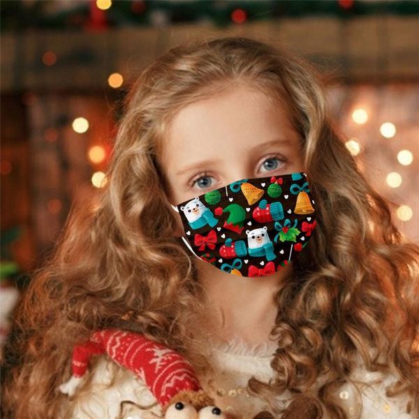 

santa designer disposable snowman christmas gift print kids children 3-layer protection health mask face sanitary masks
