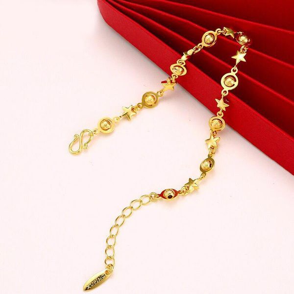 

mxgxfam 20 cm charming moon and star bracelet for women fashion jewelry 24 k pure gold color allergy free, Black