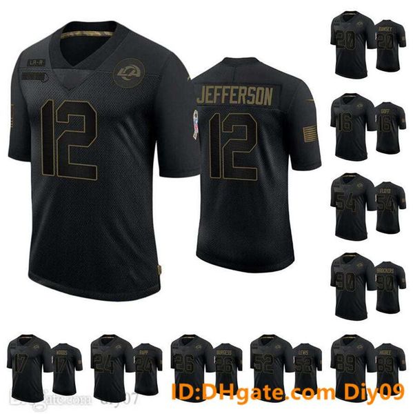 

men women youth los angeles rams jersey ramsey goff woods lewis higbee jefferson floyd brockers salute to service nfl jerseys, Black;red