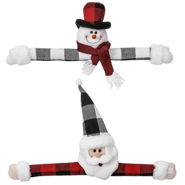 

2pcs faceless doll shaped curtain buckles christmas decors (old man + snowman)