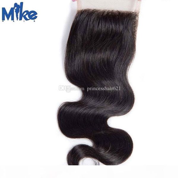 

mikehair brazilian human hair lace closure body wave straight curly hair closure 8-20in peruvian indian malaysian 4x4 lace closure, Black;brown