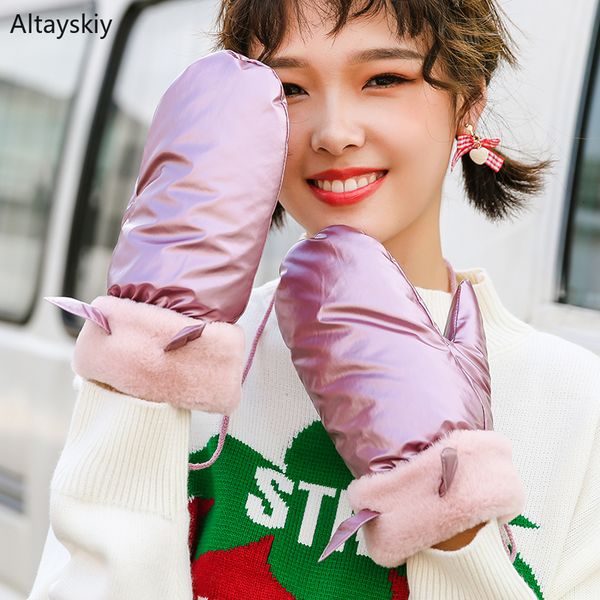 

gloves women warm sweet kawaii korean style cartoon students womens glove thicker mittens chic new 2020 lady cute all-match girl, Blue;gray