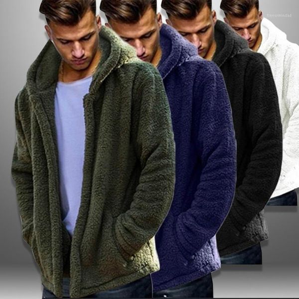 

men's jackets warm fleece jacket men hooded autumn winter streetwear mens hoodies outwear zipper overcoat man casual fluffy hoody male1, Black;brown