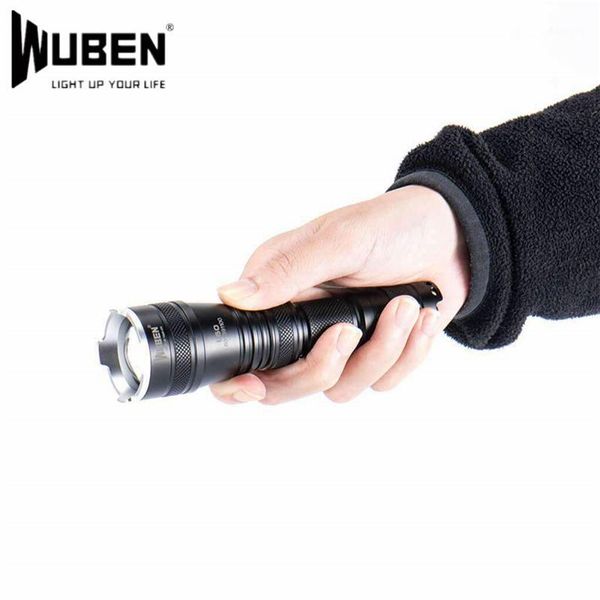 

flashlights torches wuben l60 micro usb charging zoomable tactical search spotlight 1200lm 18650 led camping floodlight with strike bezel1