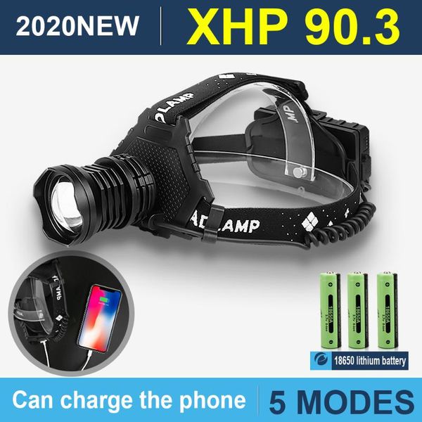 

400000lm xhp90.3 powerful headlight zoom headlamp rechargeable usb led head lamp head xhp90 waterproof fishing 18650