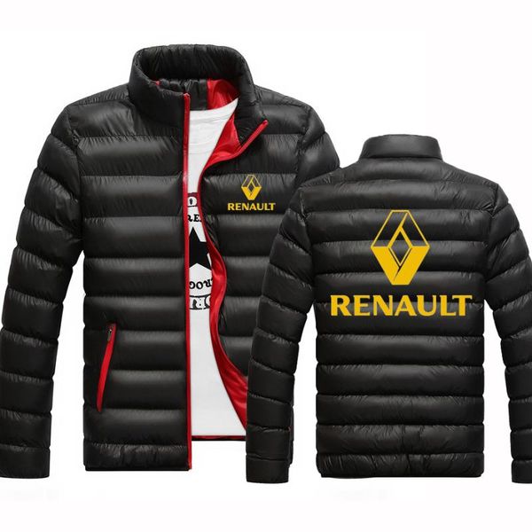 

2020 renault custom cotton zipper men's winter warm jackets solid color printed zipper coats college hoodies comfortable, Black