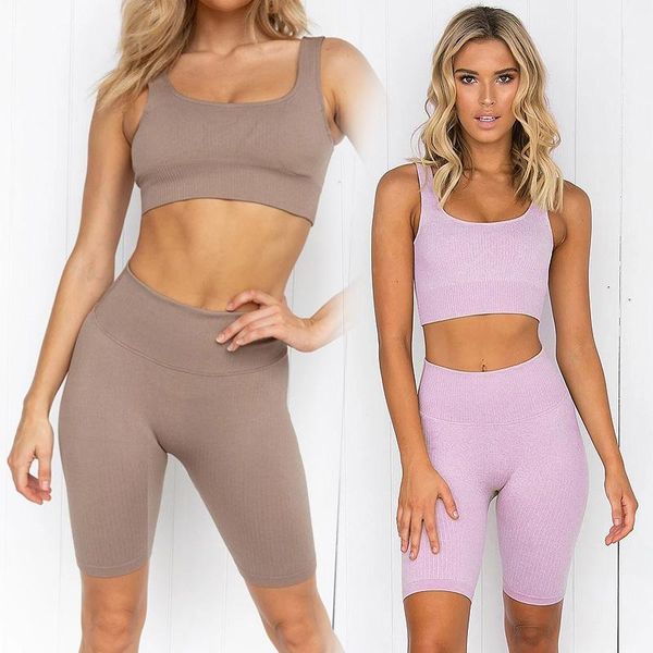 

yoga outfits running athletic leggings 2 piece set women sports suits fitness vest seamless gym workout clothing ds31, White;red