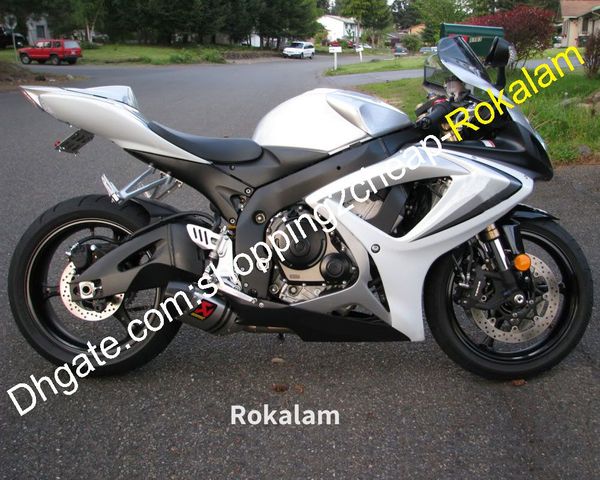 Para Suzuki Motorcycle Kit GSXR600 06 07 GSX-R600 White Black K6 GSXR 600 750 GSXR750 2006 2007 Fairings do corpo (moldagem por injeção)