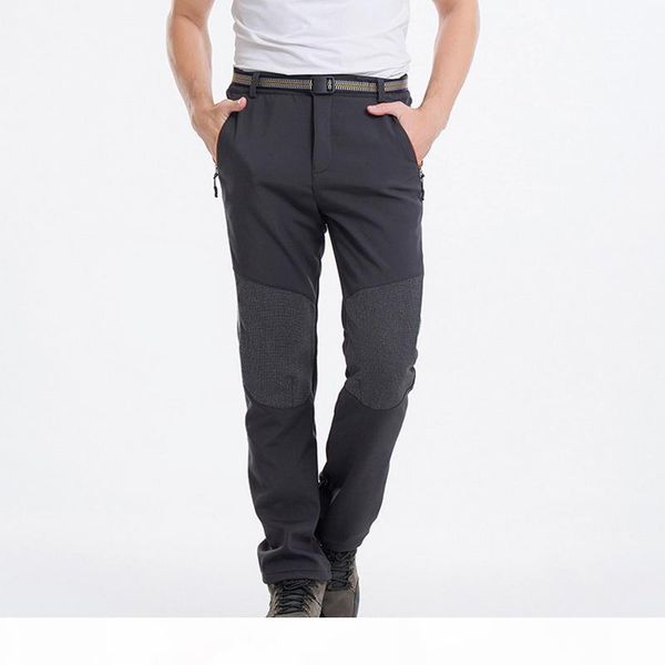 

men's mountaineering waterproof trousers male plus velvet thickening trousers hiking ski pants autumn winter men's pant, Black