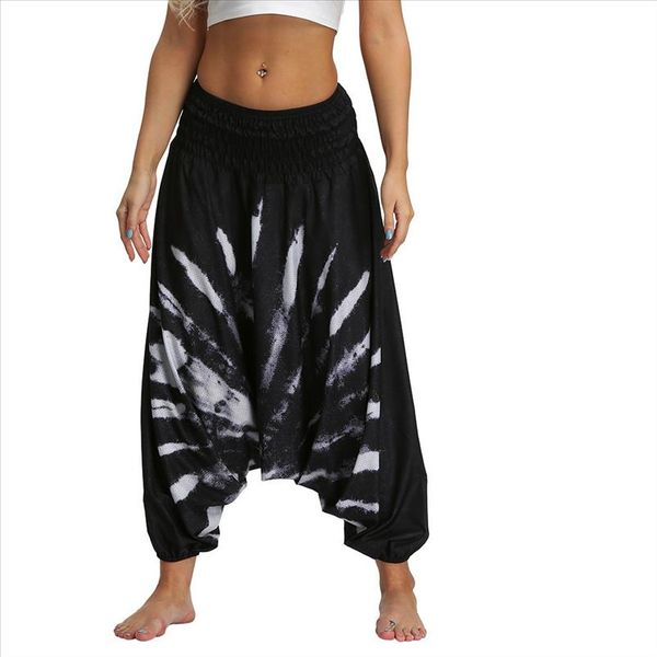 

women casual loose trousers baggy boho aladdin jumpsuit harem pants seamless leggings pants ropa deporte mujer 25, Black;white