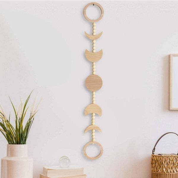 

nordic moon phase wall hanging decor wood bead garland farmhouse woven ornament1