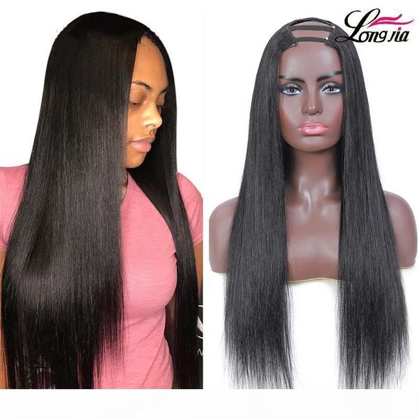

brazilian virgin hair straight wigs u part human air wigs nature colors 150% density can be permed, Black;brown