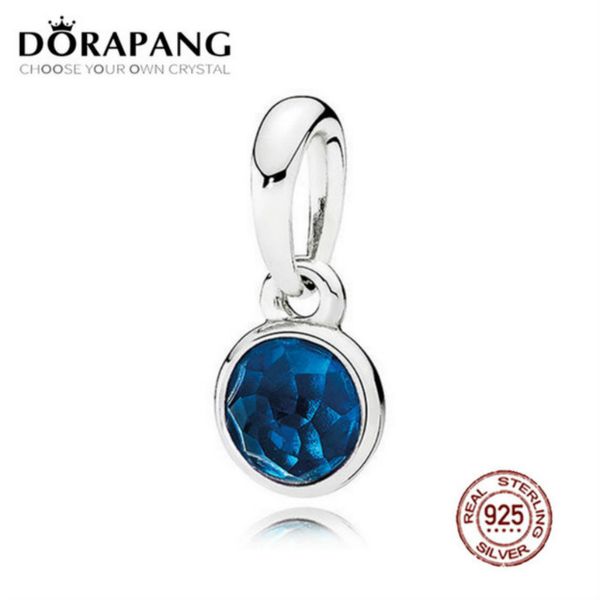 

2021 new 100% 925 sterling silver december droplet pendant london blue crystal pendant charms bead for mother gift bracelet diy, Black
