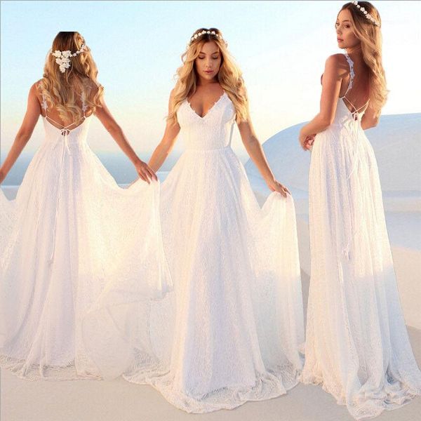 

women summer lace formal bridesmaid maxi gown prom party beach sleeveless backless dresses sundress1, Black;gray