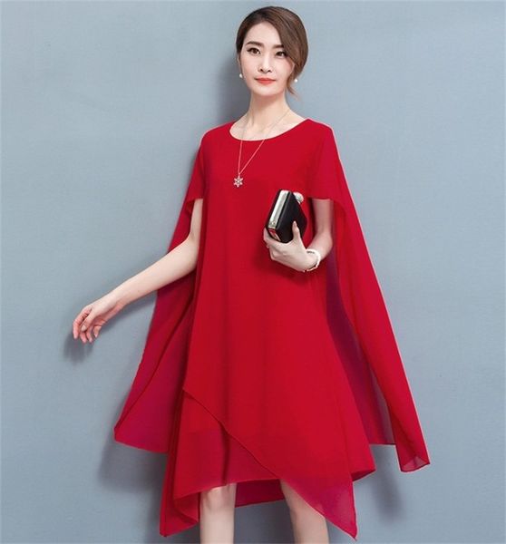 

women's wear fat mm large loose show thin sunscreen cape cover belly chiffon dress, Black;gray