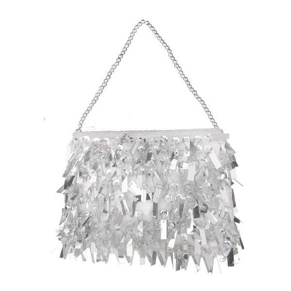 

evening bags women glitter sparkling silver sequins mini handbag party clutch bag luxury fringe beading phone wallet