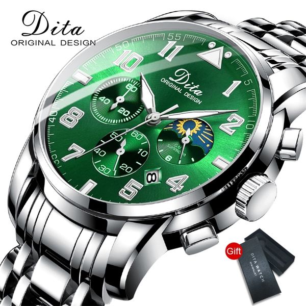 

new brand luxury fashion mens watches stainless steel sports chronograph quartz watch men relogio masculino 201209, Slivery;brown