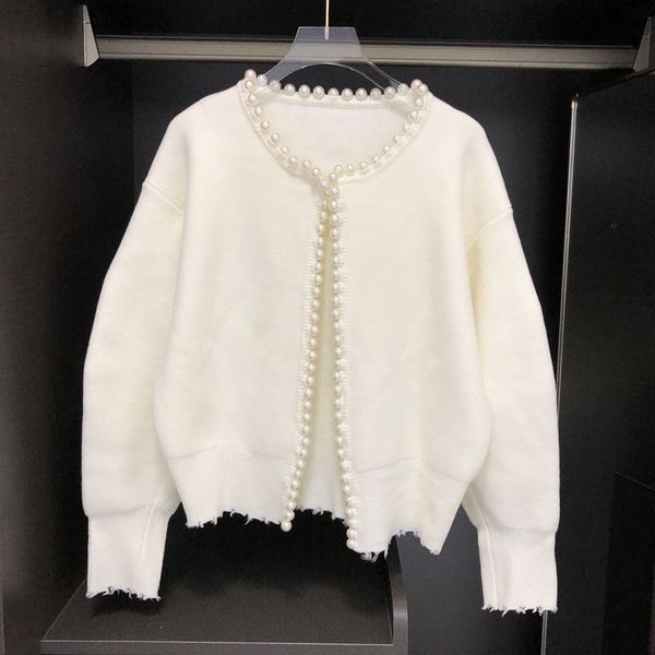 

2021 new autumn black celebrity mesh cardigan lantern luxury designer sweater woman clothes xgud, White;black
