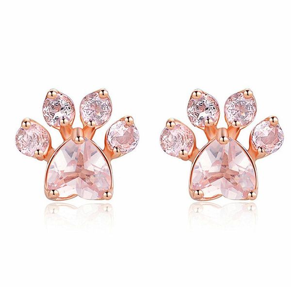 Chaude À La Mode Mignon Chat Patte Boucles D'oreilles Pour Les Femmes Fashiong Or Rose Boucle D'oreille Rose Griffe Imprimer Ours Et Chien Patte Boucles D'oreilles