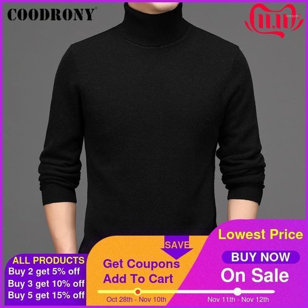 

coodrony winter thick warm turtleneck men soft pure merino wool sweater pull homme fashion cashmere pullover c30731, White;black