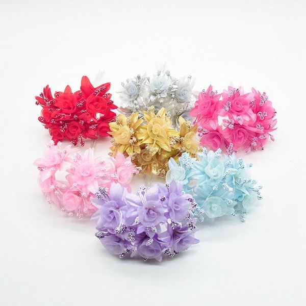 

6шт silk bridal flower fake scrapbook для домашнего свадебного украшения аксессуары ручной работы diy подарки рождественские искусственные ц