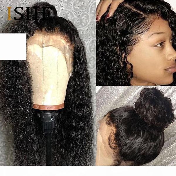 

hd transparent invisible lace wig 360 lace frontal human hair wigs curly long preplucked bleached knots, Black