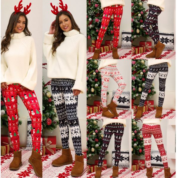 

fashion women pants slim christmas printed tight trousers multi-color pencli pants ladies leggings plus size new p896, Black;white