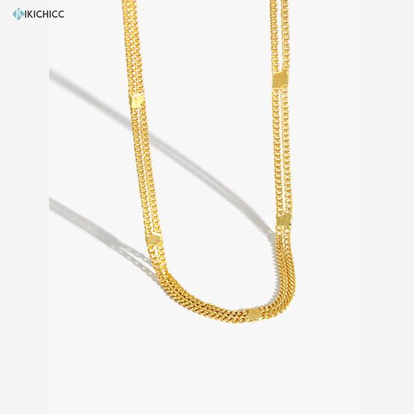 

chains kikichicc 100% 925 sterling silver 2021 gold double chain choker necklace women fashion jewelry luxury jewels