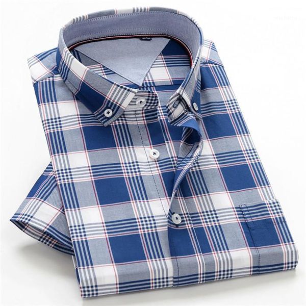

men's summer printed shirt classic plaid men's shirt business casual 100% cotton large size 8xl 9xl 10xl1, White;black