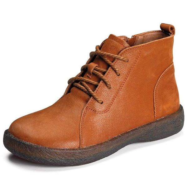 

new lace-up side zipper autumn boots soft bottom soft genuine leather boots casual sneakers flat women shoes riding, Black