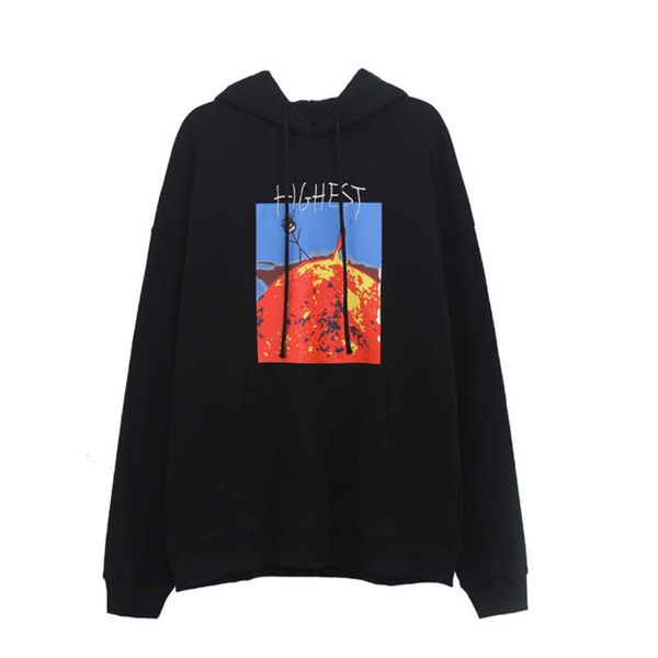 

autumn and winter 20ss streetwear hip-hop style men and women's sun man series letter printing pullover hoodies size s-xl, Black