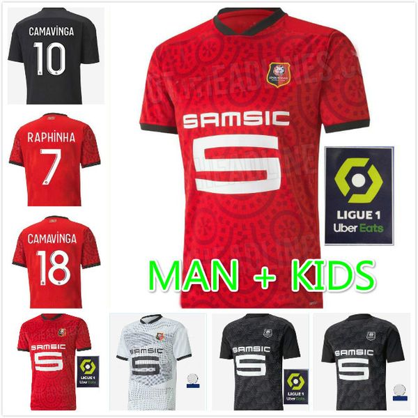 

rennes 20 21 stade rennais fc soccer jerseys away niang bourigeaud terrier 2020 2021 maillot de foot raphinha man kids kit football shirts, Black;yellow