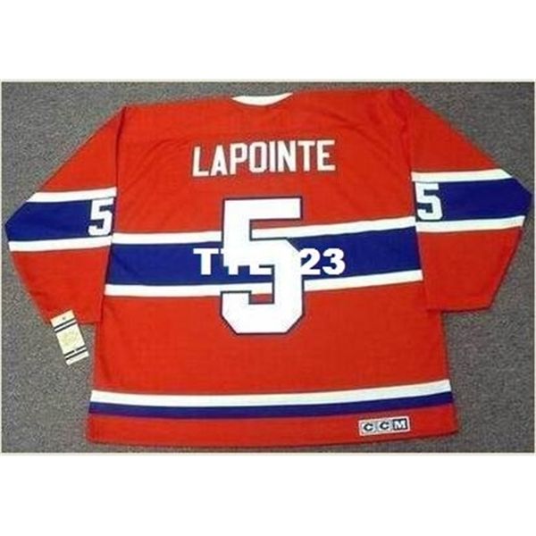 

121s #5 guy lapointe montreal canadiens 1971.1978 ccm home hockey jersey or custom any name or number retro jersey, Black