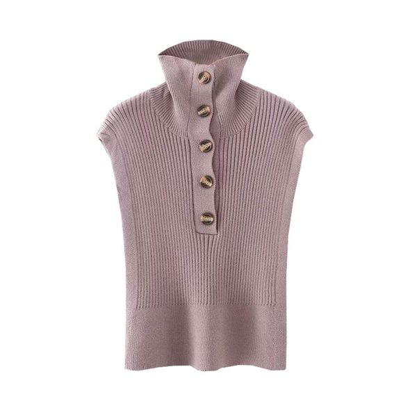 

sleeveless knit vest sweater high collar button split shawl waistcoat chalecos para mujer, Black;white