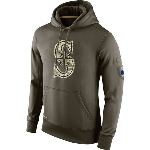 

seattle mariners men sweatshirt olive salute to service ko performance baseball hoodie, Black