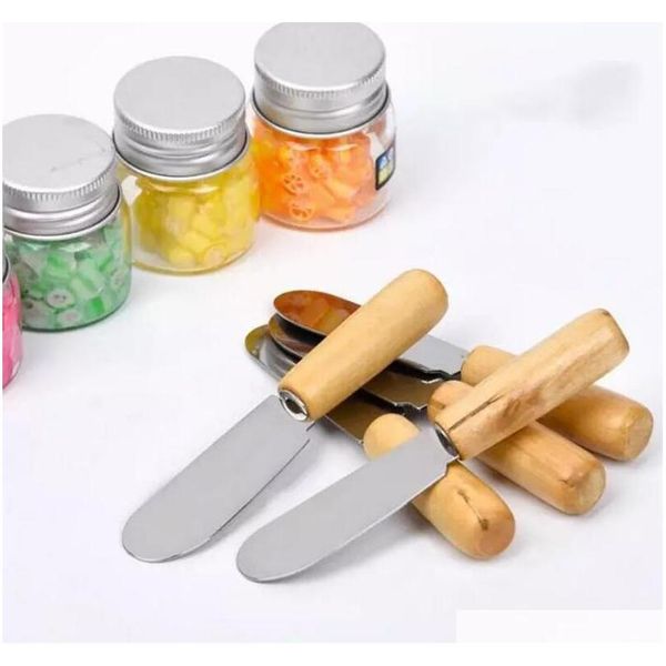 

stainless steel cutlery butter spatula with wood handle butter knife cheese dessert jam spreader breakfast tool