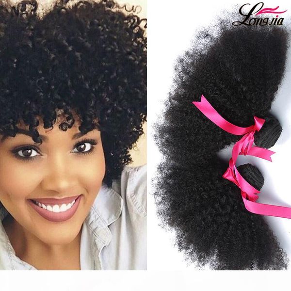 

factory 7a brazilian peruvian malaysian indian human hair bundles virgin human afro hair extension natural color can be dyed 4bundles, Black