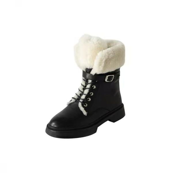 

boots ycscl lambsnow lnsulated leatherankle withsquare root and round head fashion ankle 34-39, Black