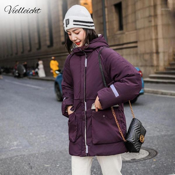 

vielleicht snow wear long parka winter jacket women hooded windproof clothing female pocket thicken winter coat women1, Black