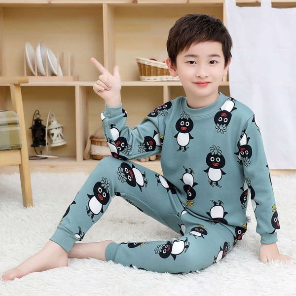 

thickened plush children's two piece underwear milk silk warm pajamas for boys and girls sqr2soc4, Blue;red