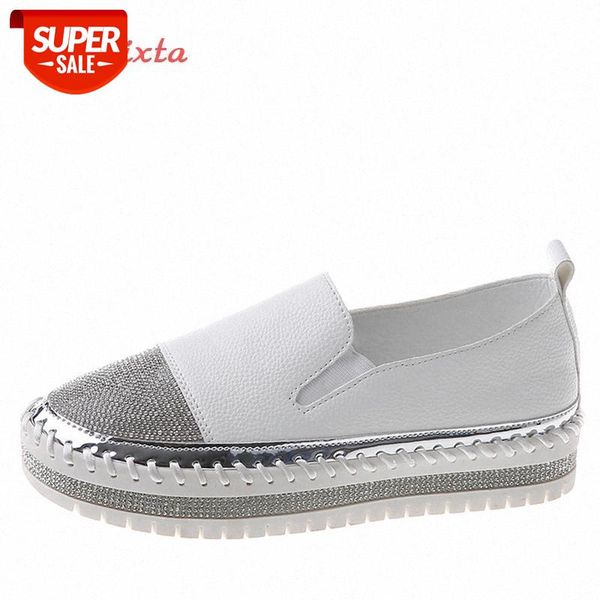 

aphixta 2021 new crystals luxury leather flats shoes women hand stitching slip-on flat platform footwear plus big size 42 43 #en7x